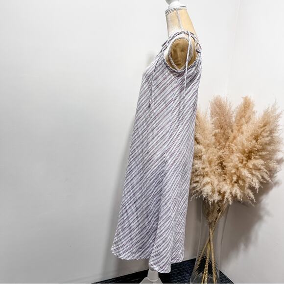 CP SHADES Linen Stripes Tie Shoulders Slip Midi Dress Size S - Picture 2 of 6